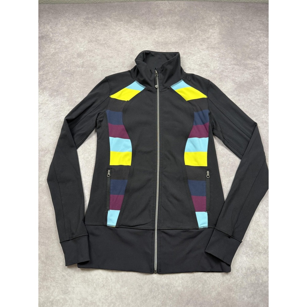 Lululemon Define Jacket Womens 8‎ Black Multicolor Stripe Full Zip Active Gym